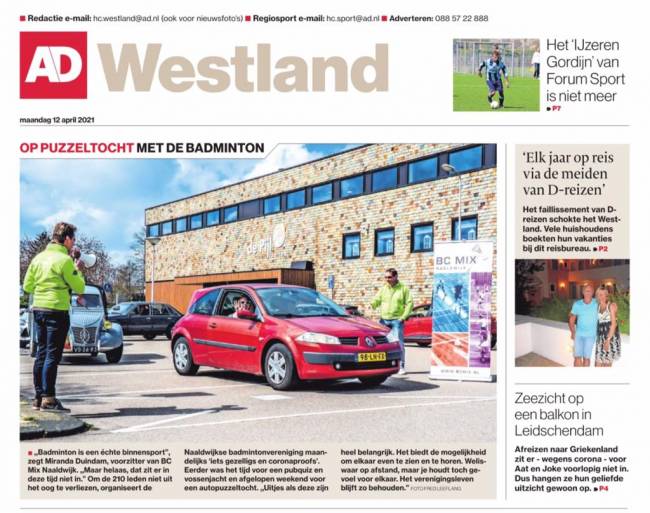 De autopuzzeltocht haalde de Westland-editie van het Algemeen Dagblad.