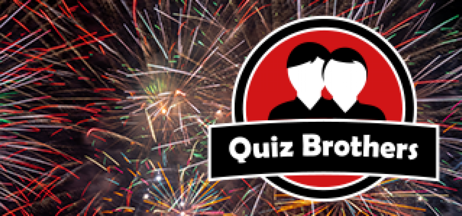 Vuurwerk en Quiz Brothers-logo.
