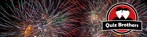 Vuurwerk en Quiz Brothers-logo.